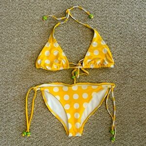 Xhilaration M Yellow Polka Dot String Bikini